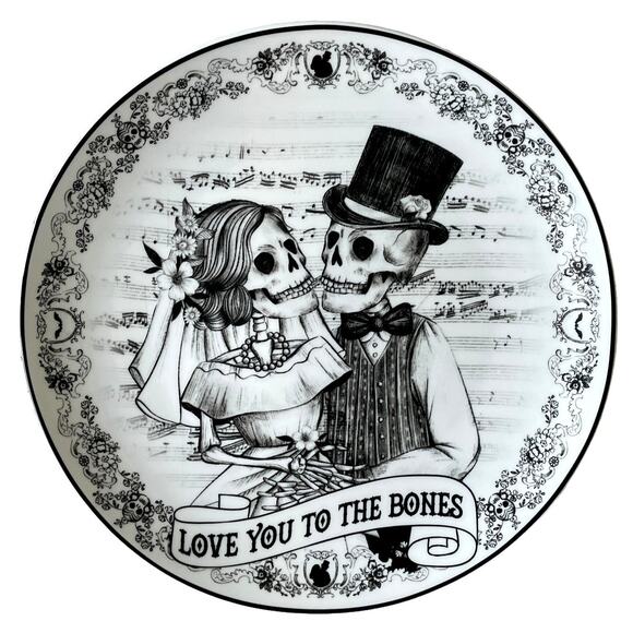 Eaton Fine Dining Halloween ‘Love You To The Bones’ 10.25” Plate Set of 4 - New! - Picture 1 of 15